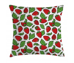 Juicy Strawberries Leaves Pillow Cover