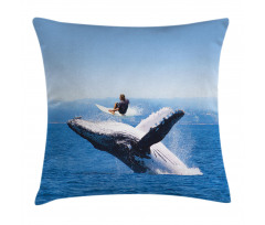 Jumphing Dolphin Surfer Pillow Cover