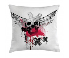 Grunge Wings and Skull Pillow Cover