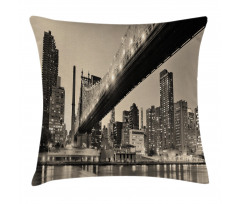 NYC Night Bridge View Pillow Cover
