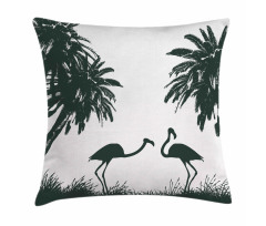 Flamingos and Palm Trees Pillow Cover