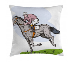 Horse Racing Sketch Pillow Cover