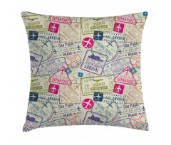 Passport Stamps Cities Pillow Cover