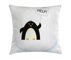 Penguin on Ice Need Help Pillow Cover