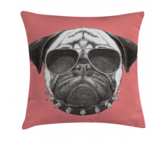 Pug Dog Sunglasses Colar Pillow Cover