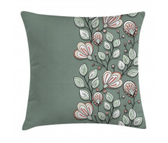Flowers and Leaves Graphic Pillow Cover