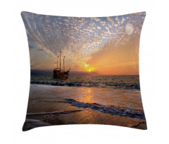 Pirate Ship in Waves Pillow Cover