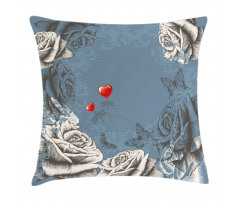 Grunge Rose Petal Heart Pillow Cover