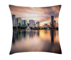 Downtown City Skyline Pillow Cover