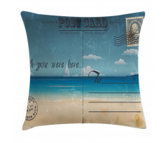 Summer Postcard Stamp Pillow Cover