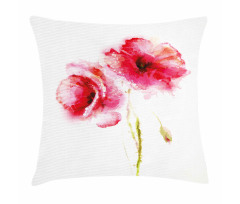 Garden Poppy Floral Pillow Cover