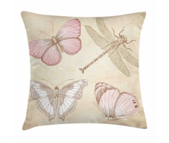 Retro Butterflies Bugs Pillow Cover