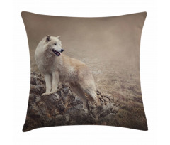 White Wolf on the Rocks Pillow Cover