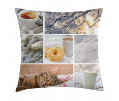 Snow Cat Coffee Donuts Pillow Cover