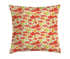 Cup with Dots and Fruits Pillow Cover