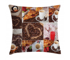 Croissant and Coffee Pillow Cover