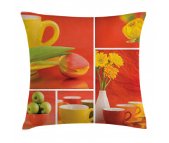 Coffee Cups Tulips Apples Pillow Cover