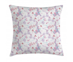Eiffel Tower and Flower Pillow Cover