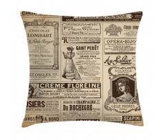 Historic French Journal Pillow Cover