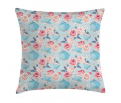 Flowers Roses Teapot Pillow Cover
