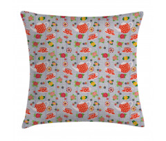 Cartoon Tea Pots Roses Pillow Cover