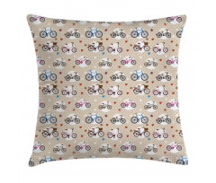 Bike Heart and Dots Pillow Cover