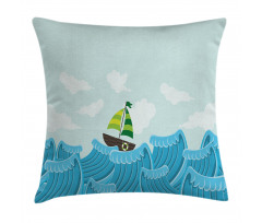 Sailing Boat on the Sea Pillow Cover