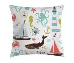 Pastel Marine Elements Pillow Cover