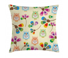 Owls Flowers Kids Room Pillow Cover
