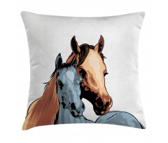 Farm Life 2 Horses Pillow Cover
