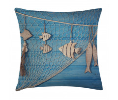 Wooden Fish Shell on Net Pillow Cover