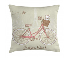 Postcard from Paris Bicycle Pillow Cover