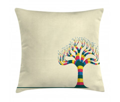 Colorful Tree and the Leaf Pillow Cover