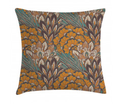Flowers and Peacock Pillow Cover