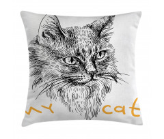 Hand Drawn Cat Pillow Cover