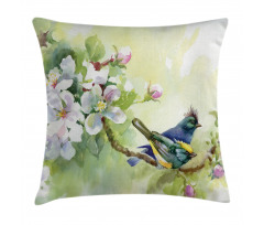 Watercolor Birds Spring Pillow Cover