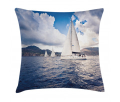 Sailing Boat on Sea Pillow Cover