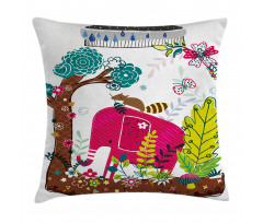 Jungle Animals Elephant Pillow Cover