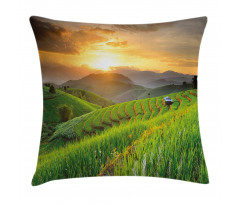 Green Farm Landscape Pillow Cover