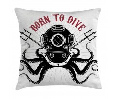 Octopus and Diver Pillow Cover
