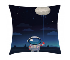 Astronaut with a Moon Pillow Cover