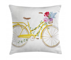 Bicycle with Flowers Pillow Cover