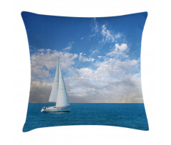 Modern Sail Boat on Sea Pillow Cover