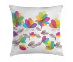 Colored Blooming Flowers Pillow Cover