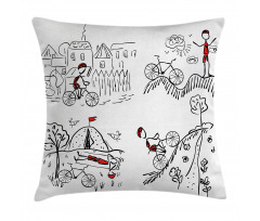 Sketchy Cyclist Pillow Cover