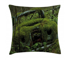 Old Classic Car Forest Pillow Cover