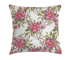 Dog Rose Garden Floral Pillow Cover