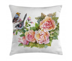 Wild Exotic Birds Roses Pillow Cover