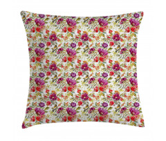 Hot Pink Purple Flowers Pillow Cover