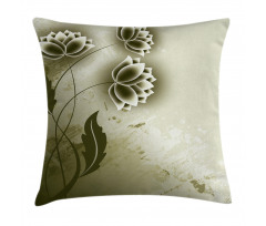 Grey Flowers Ivy Leaf Pillow Cover